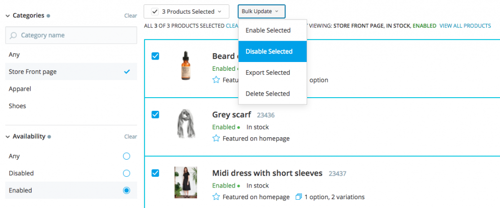 Bulk product update in Ecwid