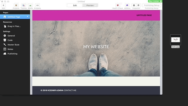 Drag and drop tool in RapidWeaver