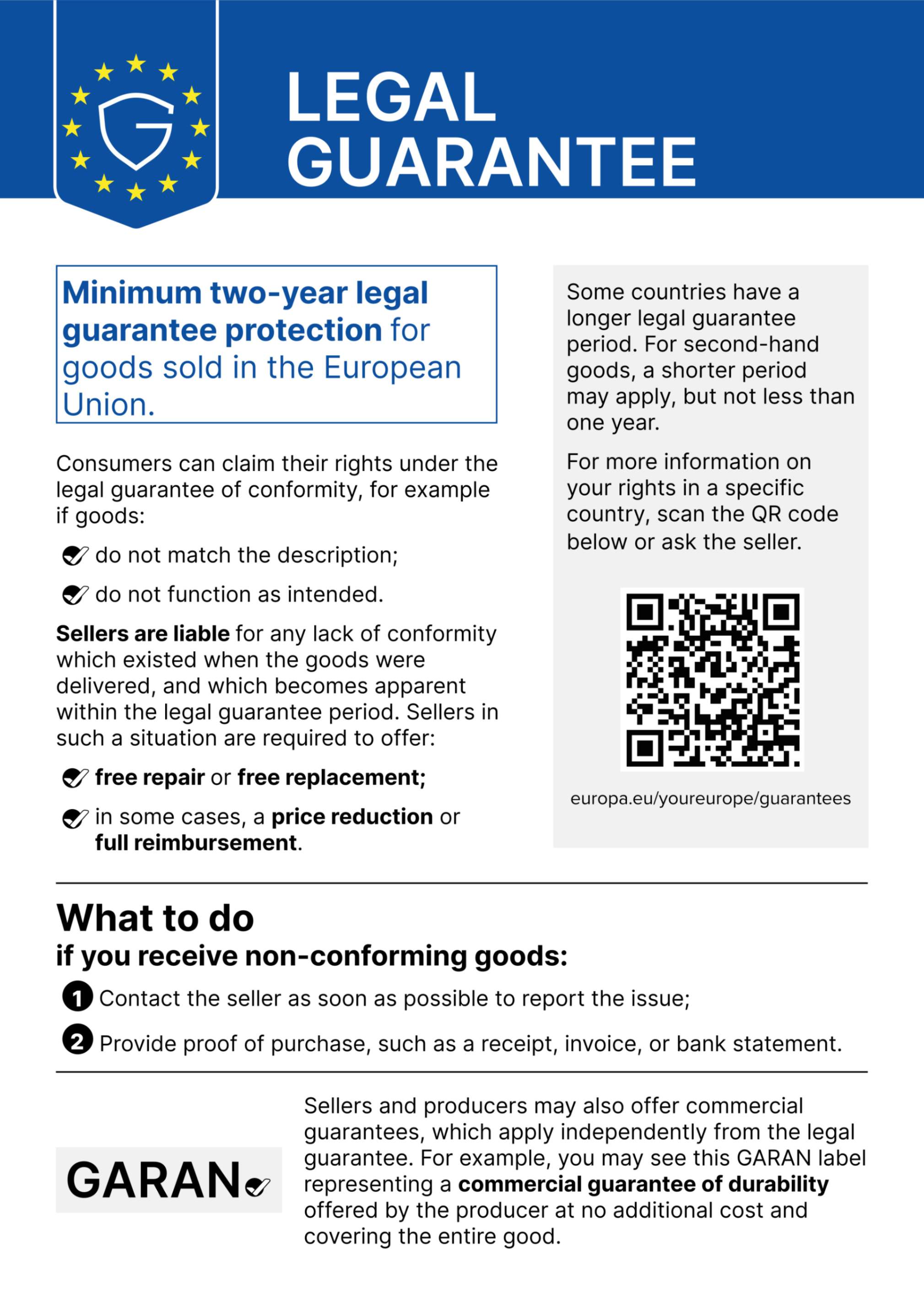 EU legal guarantee notice