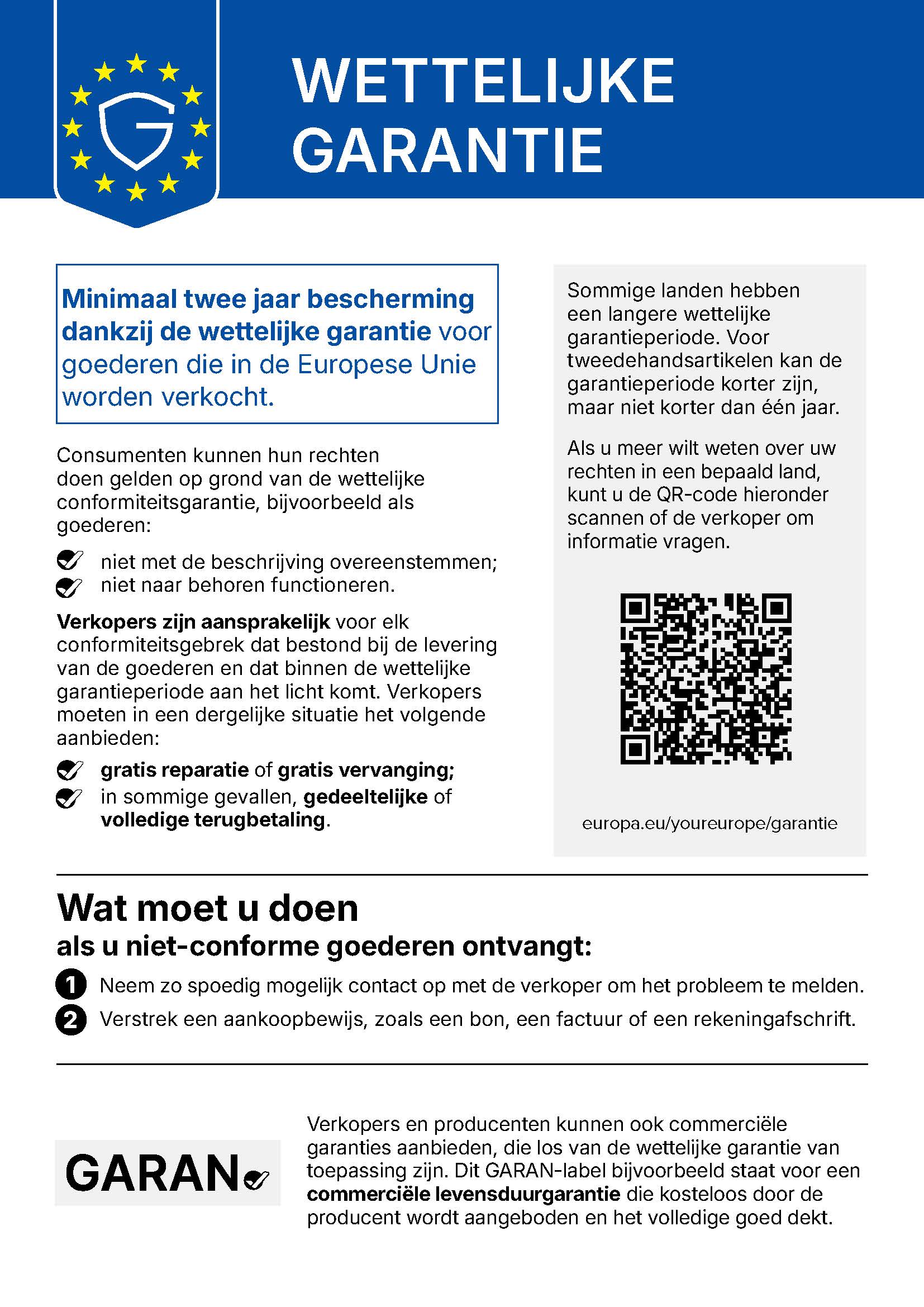 Kennisgeving betreffende wettelijke garantie in de EU