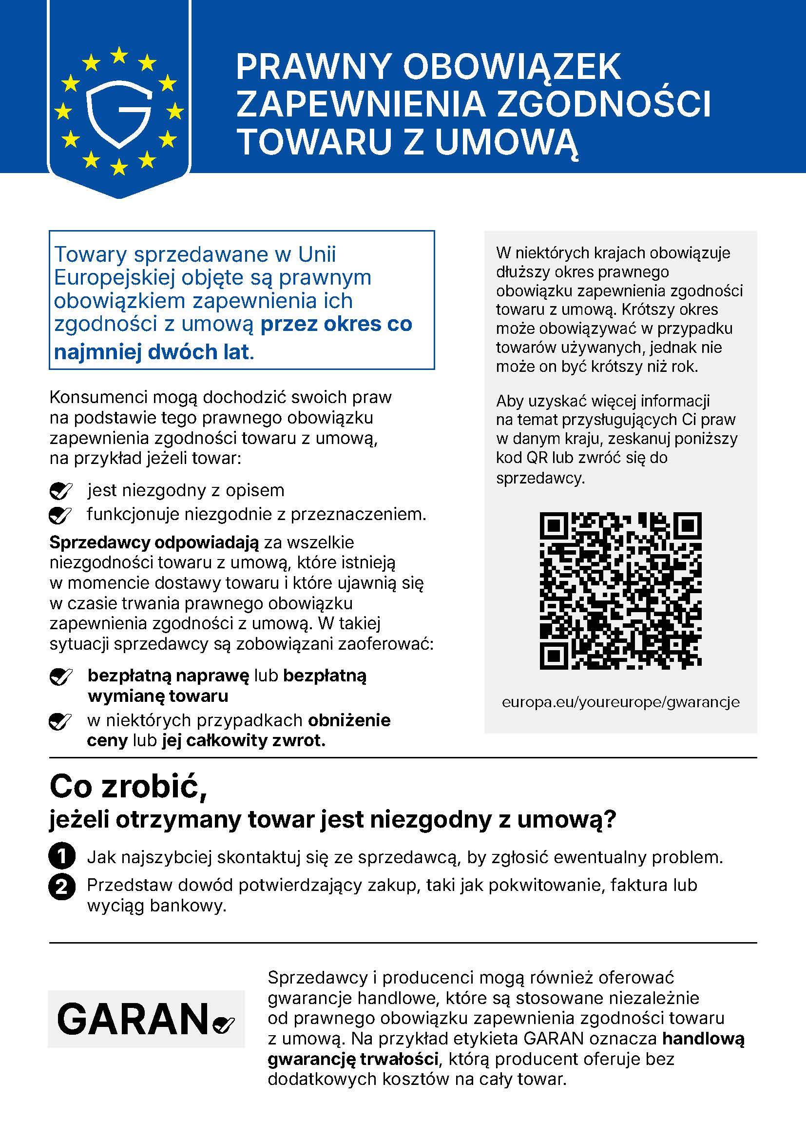 Informacje o gwarancji prawnej UE