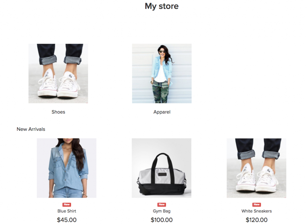 Produits phares sur la page d'accueil en Ecwid