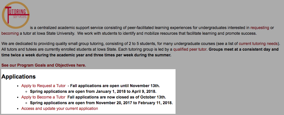 You can apply to become a tutor in Iowa State University