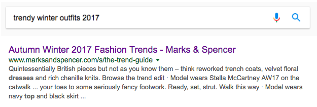 Marks & Spencer’s content shows up on Google