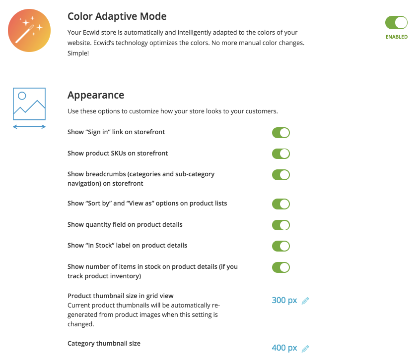 Nouvelle page de conception dans Ecwid