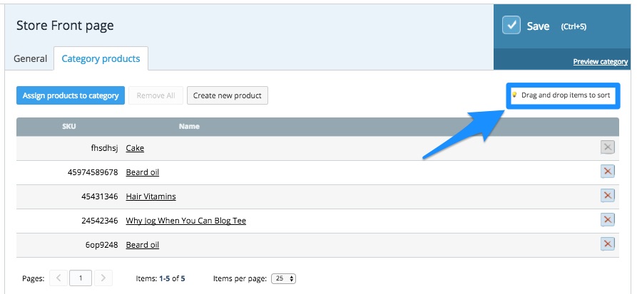 Sort featured products