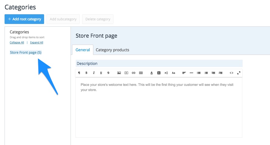 Store front page