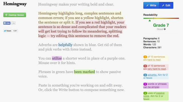 hemingway app