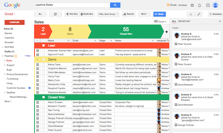 Расширение Streak CRM